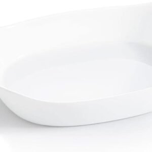 TRAVESSA RETANGULAR EM VIDRO OPALINO TEMPERADO BRANCO, MODELO SMART CUISINE WAVY, TAMANHO 34X25CM, MARCA LUMINARC = Q815