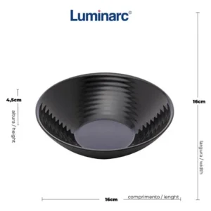 TIGELA EM VIDRO OPALINO TEMPERADO PRETO, MODELO HARENA, TAMANHO 16CM, MARCA LUMINARC = L7612