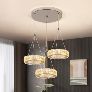 LUSTRE DE TETO COM CORPO EM METAL E CRISTAL COM FIO DE SUSPENSAO AJUSTAVEL DE 47.2", BASE G9 COMPATÍVEL COM LÂMPADAS DE LED, POTENCIA MÁXIMA 25W, ACOMPANHA PACOTE DE ACESSÓRIOS PARA MONTAGEM = BXGL-T130-S-1