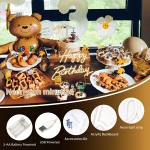 LUMINARIA COM DIZERES "HAPPY BIRTHDAY" COM BASE EM ACRILICO E ESTRUTURA EM FITA DE LED BRANCO FRIO/ QUENTE, SOMENTE PARA AMBIENTES INTERNOS, TAMANHO 60X40CM. ACOMPANHA PES EM ACRILICO, FONTE DE ALIMENTACAO 12V, BUCHAS E PARAFUSOS = HXBR-HY-980-S1