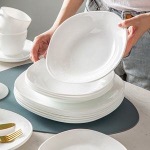 N2184 - CONJUNTO DE JANTAR EM VIDRO OPALINO TEMPERADO BRANCO, MODELO CARINE, CONTENDO 18 PECAS