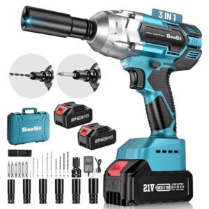 PARAFUSADEIRA ELETRICA DE IMPACTO COM TORQUE MAXIMO DE 750 N.M SEM ESCOVA, POSSUI CHAVE SELETORA DE 2 VELOCIDADES, FREQUENCIA DE ATE 4400 RPM, TRAVA E LUZ DE LED. FUNCIONAMENTO POR BATERIA DE ION DE LITIO. O PRODUTO ACOMPANHA BATERIA, CARREGADOR, CONJUNTO DE SOQUETES, CONJUNTO DE ADAPTADORES, CHAVE MANDRIL, BROCAS, CAIXA DE PARAFUSO/ BUCHA ACONDICIONADAS EM MALETA DE PLASTICO PARA TRANSPORTE, MARCA DOBEVI = BXTH-474-B-5