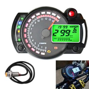 VELOCIMETRO DIGITAL DE MOTOCICLETA COM FUNCAO PARA MEDIR OLEO, TACOMETRO UNIVERSAL COM LUZ, POSSUI TELA DE LCD = HXBR-HY-1055-B1 NVE : AA-9999
