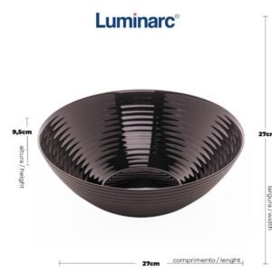 TIGELA EM VIDRO OPALINO TEMPERADO PRETO, MODELO HARENA, TAMANHO 27CM, MARCA LUMINARC = L8806