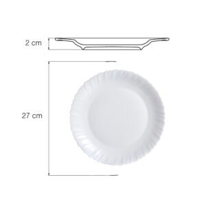 PRATO DE JANTAR RASO EM VIDRO OPALINO TEMPERADO, MODELO FESTON, TAMANHO 27CM, MARCA LUMINARC = X0507