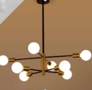 8-head black gold pendant light - LUMINÁRIA DE TETO