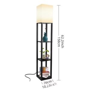 Three layer storage rack floor lamp - LUMINÁRIA COM PRATELEIRA