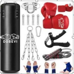 KIT BOXING CONTENDO SACO DE PANCADA COM ESTRUTURA INTERNA ALMOFADADA E ESTRUTURA EXTERNA EM PU DE 120CM