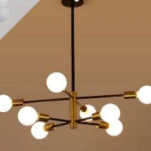 8-head black gold pendant - LUMINÁRIA DE TETO