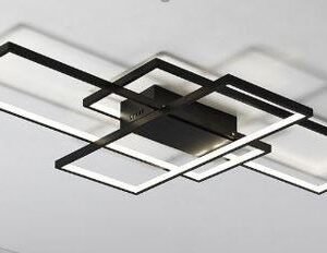 LUMINÁRIA DE TETO COM TECNOLOGIA DE LED INTEGRADA, FORMATO QUADRADO COM SOBREPOSIÇÃO GEOMÉTRICA, POTENCIA 48W