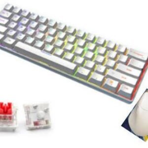 CONJUNTO DE PERIFÉRICOS DE COMPUTADOR VOLTA PARA GAMING CONTENDO TECLADO MECÂNICO SEM FIO COM ILUMINAÇÃO RGB PERSONALIZÁVEL E MOUSE ERGONÔMICO SEM FIO, MODELO DO TECLADO WXJP-001