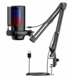 MICROFONE CONDENSADOR PARA JOGOS COM CABO USB