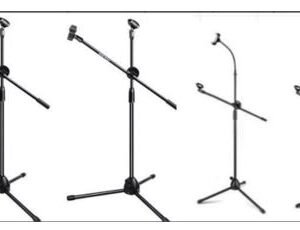 SUPORTE AJUSTAVEL PARA MICROFONE COM BASE TRIPE DOBRAVEL