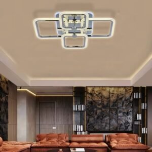 LUMINÁRIA RETANGULAR DE TETO COM ARMAÇÕES EM METAL E ACRÍLICO COM FONTE EXCLUSIVA DE LUZ DE LED