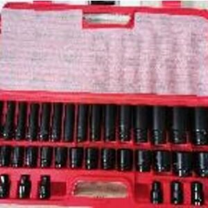 JOGO DE SOQUETES MANUAIS EM ACO CONTENDO 36 PECAS ACONDICIONADO EM MALETA DE PLÁSTICO