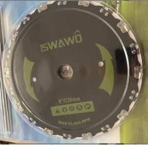 DISCO DE CORTE PARA ROÇADEIRA, TAMANHO 9"/230MM - ATE 10.000 RPM