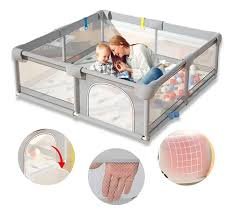 CERCADINHO INFANTIL DOBRÁVEL COM ESTRUTURA EM AÇO TUBULAR REVESTIDO EM TECIDO SINTÉTICO DE POLIÉSTER E PAINÉIS LATERAIS EM TELA RESPIRÁVEL