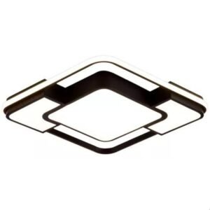 LUMINÁRIA DE TETO COM TECNOLOGIA DE LED INTEGRADA, FORMATO QUADRADO COM SOBREPOSIÇÃO GEOMÉTRICA, POTENCIA 48W