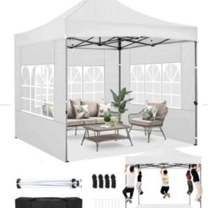 TENDA DOBRAVEL TIPO GAZEBO POP UP COM ESTRUTURA METÁLICA E COBERTURA EM TECIDO OXFORD COM REVESTIMENTO PU