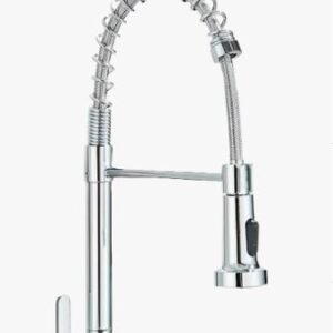 TORNEIRA METALICA PARA COZINHA COM BICA MOVEL FLEXIVEL, ACIONAMENTO POR REGISTRO MANUAL, EQUIPADA COM AREJADOR E BICO COM SISTEMA DE DUPLA FUNCAO DE SAIDA DE AGUA (JATO CONCENTRADO E CHUVEIRINHO), CORPO EM LIGA METALICA COM ACABAMENTO POLIDO, MANGOTE FLEXIVEL REVESTIDO, COMPONENTES INTERNOS DE VEDACAO. ACOMPANHA CONEXOES PARA INSTALACAO