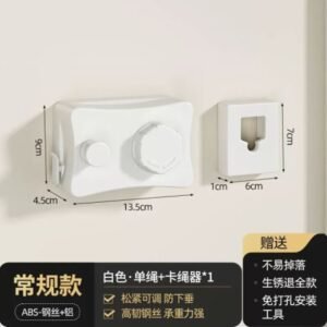 VARAL RETRATIL DE PAREDE COM SISTEMA TELESCOPICO AJUSTAVEL, COMPOSTO POR CAIXA EM PLASTICO ABS, BASE EM ALUMINIO E CABO EM ACO INOXIDAVEL. POSSUI MECANISMO INTERNO DE TRAVAMENTO E AJUSTE DE TENSAO PARA EVITAR FLACIDEZ DURANTE O USO. COMPRIMENTO MAXIMO APROXIMADO DE 5 METROS, DESTINADO A SECAGEM DE ROUPAS EM AMBIENTES INTERNOS OU EXTERNOS. PRODUTO DE INSTALACAO EM PAREDE, COM USO MANUAL, REUTILIZAVEL E DE USO DOMESTICO OU COMERCIAL.