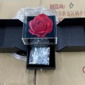 COLAR FEMININO COM PINGENTE, FABRICADO EM METAL, ACOMPANHA ESTOJO DECORATIVO COM FLOR EM TECIDO