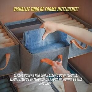 CESTO ORGANIZADOR COM ESTRUTURA EM ACO E REVESTIMENTO EM TECIDO DE POLIESTER COM TAMPA PLASTICA, 6 DIVISORIAS, TAMANHO 44X30X20CM