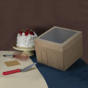 CAIXA PARA PARA EMBALAGEM DE ALIMENTO (BOLO) EM PAPEL CARTÃO COM TAMPA EM ACRÍLICO