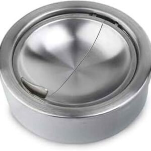 CINZEIRO REDONDO COM TAMPA, FABRICADO EM ACO INOXIDAVEL, DESTINADO AO USO INTERNO E EXTERNO