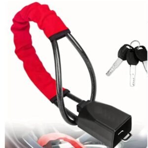 DISPOSITIVO MECÂNICO ANTIFURTO PARA VEICULO AUTOMOTOR, TIPO TRAVA DE VOLANTE COM FIXAÇÃO NO CINTO DE SEGURANCA