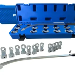 CONJUNTO DE FERRAMENTAS PARA TENSIONAMENTO E REMOCAO DE POLIAS TENSORAS E CORREIAS DE MOTOR AUTOMOTIVO. KIT COMPOSTO POR 15 PECAS, INCLUINDO UMA CHAVE CURVA LONGA EM ACO, ADAPTADORES TORX NOS TAMANHOS E10, E12, E14, E16 E E18, E ADAPTADORES DE DOZE PONTOS NOS TAMANHOS 12 MM A 19 MM. INDICADO PARA USO PROFISSIONAL EM MANUTENCAO AUTOMOTIVA. ACONDICIONADO EM ESTOJO PLASTICO RIGIDO PARA ARMAZENAMENTO E TRANSPORTE.