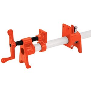 GRAMPO TUBULAR TIPO PIPE CLAMP PARA CANO METALICO 3/4, FABRICADO EM FERRO MALEAVEL E ACO, COM SISTEMA DE APERTO POR ROSCA TRAPEZOIDAL. UTILIZADO PARA PRENSAGEM E FIXACAO DE PECAS EM MARCENARIA E MONTAGENS. COMPRIMENTO VARIAVEL CONFORME TUBO UTILIZADO. TUBO NAO INCLUSO.