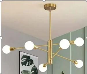 6 black and gold lights - LUMINÁRIA DE TETO