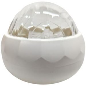 LUMINARIA PROJETORA DECORATIVA COM ILUMINACAO DE LED, COMPOSTA POR BASE PLASTICA E CUPULA TRANSLUCIDA COM ELEMENTO OPTICO INTERNO PARA PROJECAO DE EFEITOS LUMINOSOS EM PAREDES