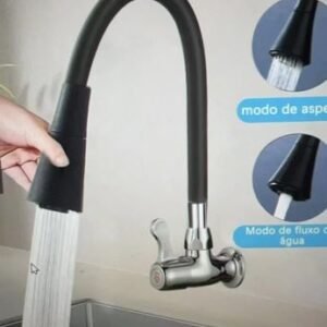 TORNEIRA METÁLICA PARA COZINHA COM BICA MÓVEL FLEXÍVEL