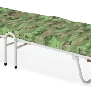 CAMA DOBRÁVEL PORTÁTIL COM ESTRUTURA EM TUBOS DE AÇO, PES COM ACABAMENTO EM PLÁSTICO