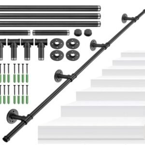 CORRIMAO DE ESCADA TUBULAR EM ACO CARBONO, COM SUPORTES DE FIXACAO E ACESSORIOS, COMPRIMENTO APROXIMADO 3 METROS, USO INTERNO E EXTERNO