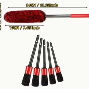 ESCOVA DE LIMPEZA CILINDRICA AUTOMOTICA COM HASTE E CABO, COMPOSTO POR FIBRAS SINTETICAS COM CABO EM PLASTICO, KIT COM 5 PECAS