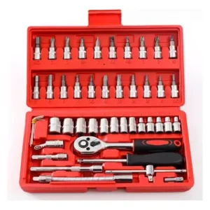 CONJUNTO DE FERRAMENTAS MANUAIS COMPOSTO POR CHAVE CATRACA, SOQUETES, BITS E ACESSÓRIOS DIVERSOS