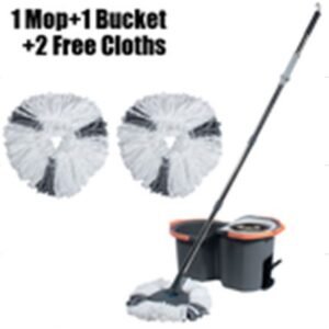 MOP GIRATORIO COM CABO DESMONTAVEL, BALDE EM PLASTICO COM SISTEMA DE CENTRIFUGACAO MANUAL E 2 REFIS EM MICROFIBRA, USO DOMESTICO