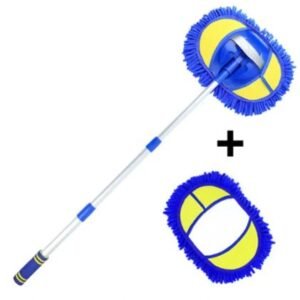 MOP PARA LAVAGEM AUTOMOTIVA COM CABO EXTENSIVEL EM LIGA DE ALUMINIO E CABECA EM MICROFIBRA, USO PARA LIMPEZA DE VEICULOS, ACOMPANHA CABO MODULAR E REFIL REMOVIVEL