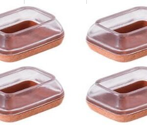 PROTETOR DE PISO EM SILICONE FLEXÍVEL COM FELTRO NA SOLA PARA PES RETANGULARES DE CADEIRAS DIMENSÕES 4.2x3.5x5CM